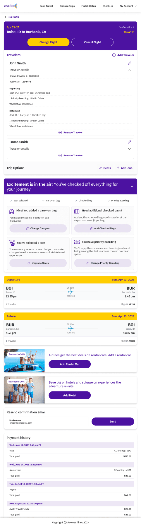 Avelo trip management flow