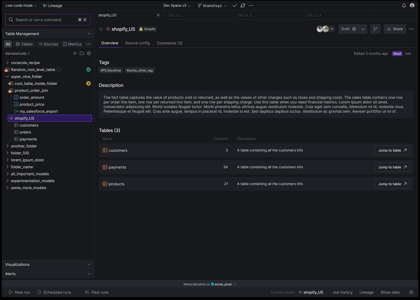 Y42 technical product interface