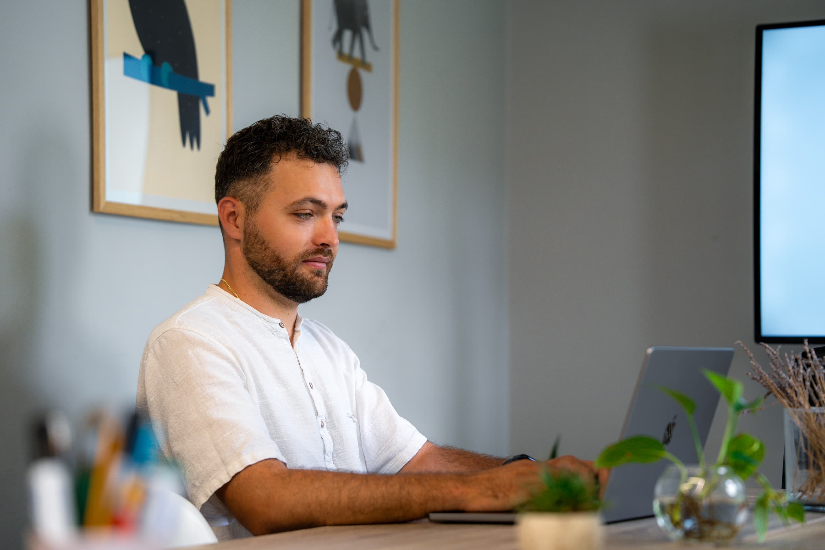 Rudolf Burgaj working at his desk
